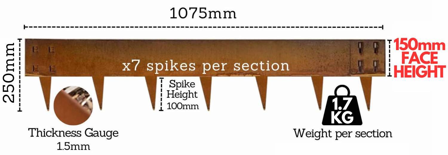 Weathered Steel Landscaping Edge - Face Height: 100mm Face Height (Per M): image 7