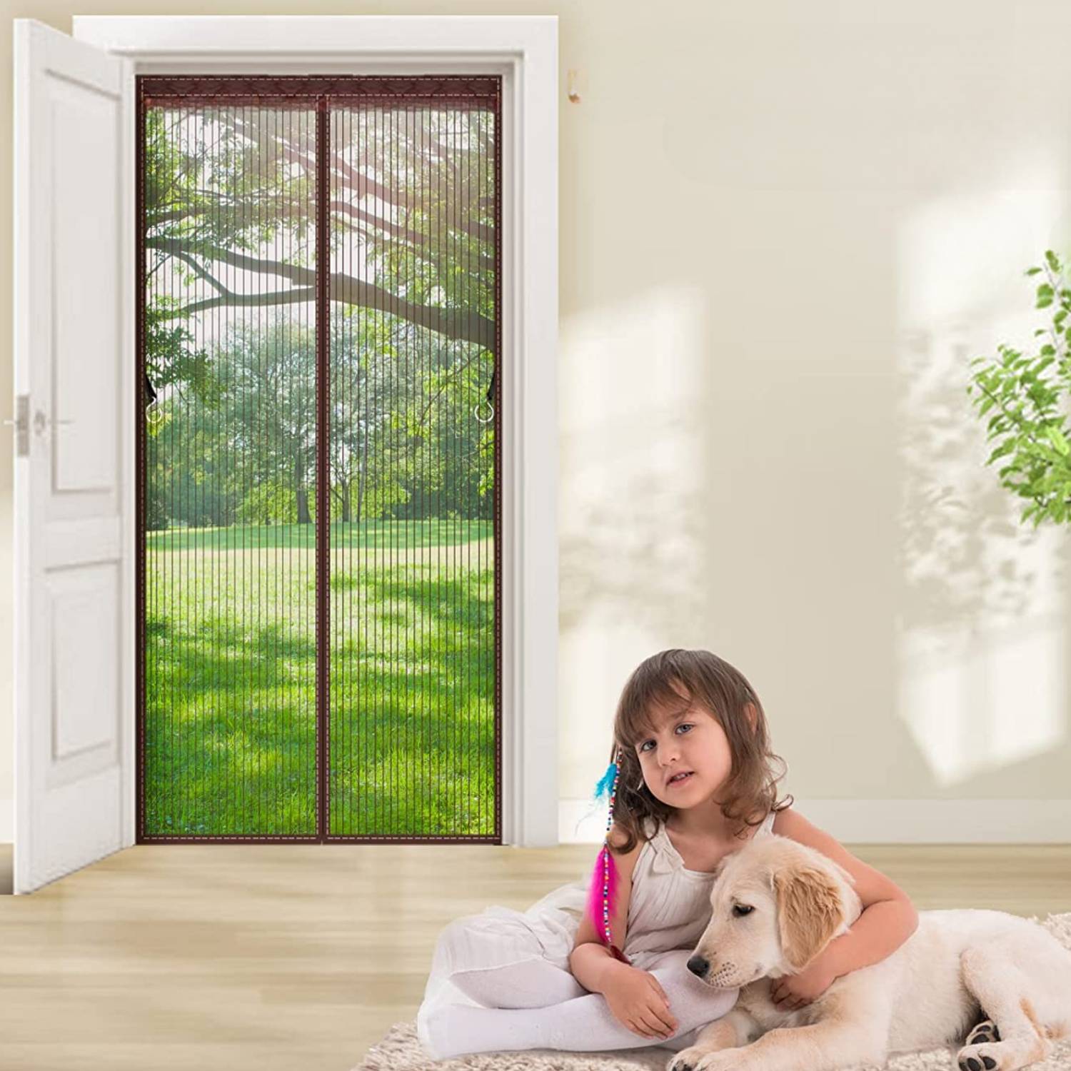 Brown Door Screen - Size: 60cm X 210cm: image 1