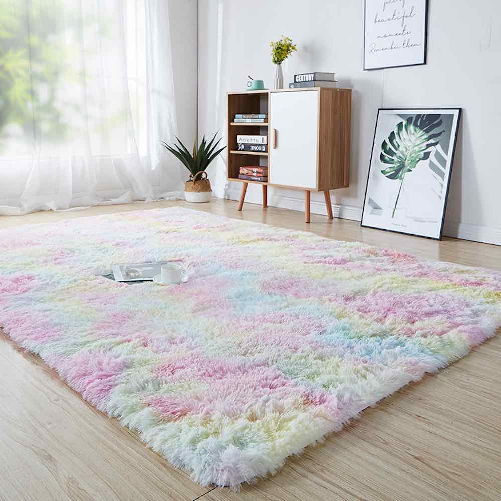 nuetral rainbow rug